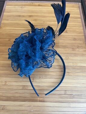 Navy Lace Flower Fascinator Headband
